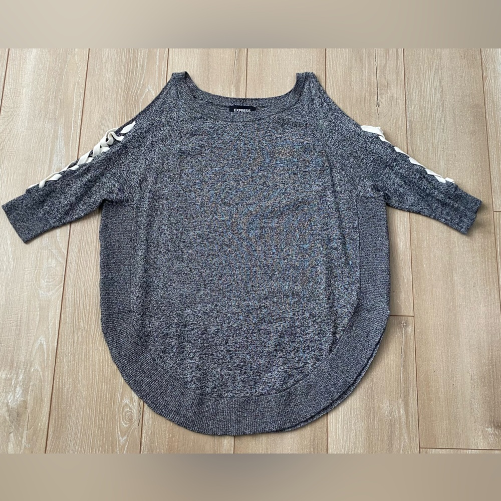 Express Gray Knit Crew Neck Sweater